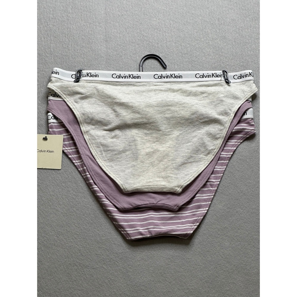Calvin Klein Women Panties Medium Purple Grey NWT 3-Pack Bikini Logo Waistband - Picture 8 of 9